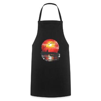 Sunset Angler Silhouette - Cooking Apron - black - Front - AI Model Male 185 dark (185cm)
