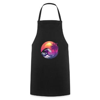 Ocean Sea Wave Sunset Background - Cooking Apron - black - Front - AI Model Male 185 dark (185cm)