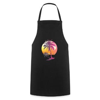 Océan Palmiers Vintage Rétro Coucher de soleil - Tablier de cuisine - noir - Devant - AI Model Male 185 dark (185cm)