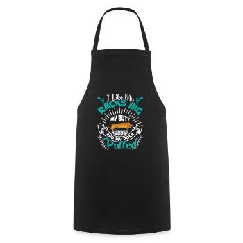 Meat lover I LIKE MY RACKS BIG PULLED PORK - Cooking Apron - black - Front - AI Model Male 185 dark (185cm)