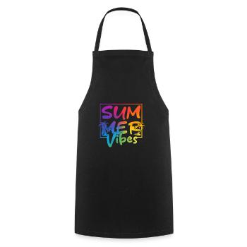 Summer Vibes Bunte Palme Retro Sommer - Kochschürze - Schwarz - Vorne - AI Model Male 185 dark (185cm)