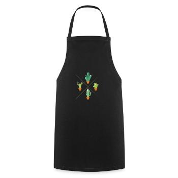 Gardening Four Cacti - Cooking Apron - black - Front - AI Model Male 185 dark (185cm)