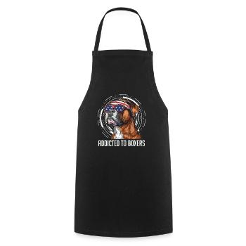German Boxer ADDICTED TO BOXER Beer Fan - Cooking Apron - black - Front - AI Model Male 185 dark (185cm)