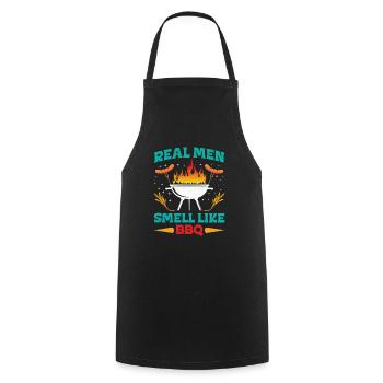 REAL MEN SMELL LIKE BARBECUE BBQ Funny - Cooking Apron - black - Front - AI Model Male 185 dark (185cm)