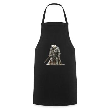 Polar Bear Knight Middle Ages - Cooking Apron - black - Front - AI Model Male 185 dark (185cm)