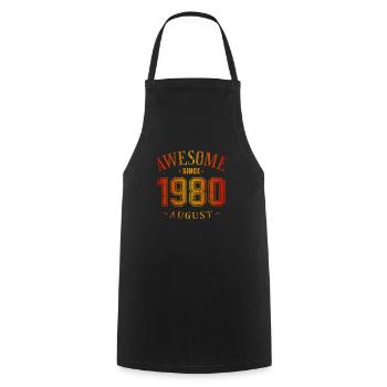 August 1980 - Geburtstag im August Awesome - Kochschürze - Schwarz - Vorne - AI Model Male 185 dark (185cm)