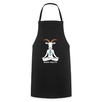 Pose de yoga de chèvre Baaa-Mast détendue - Tablier de cuisine - noir - Devant - AI Model Male 185 dark (185cm)