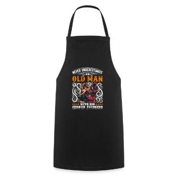German Shepherd NEVER UNDERESTIMATE AN OLD MAN Grandpa - Cooking Apron - black - Front - AI Model Male 185 dark (185cm)