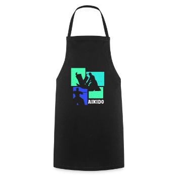 Aikido Martial Arts Gift - Cooking Apron - black - Front - AI Model Male 185 dark (185cm)