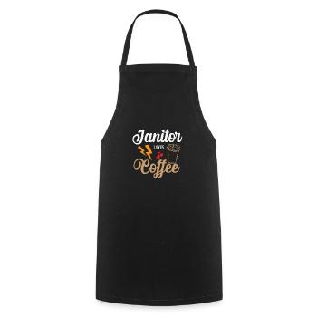 Janitor loves Coffee Hausmeister - Kochschürze - Schwarz - Vorne - AI Model Male 185 dark (185cm)