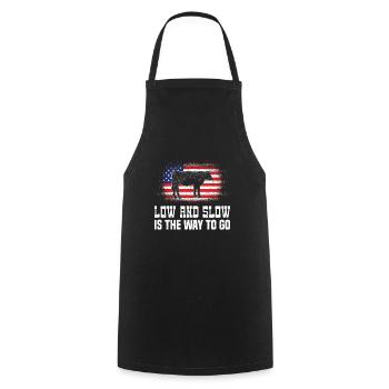 Fun BBQ LOW AND SLOW THE WAY TO GO Barbecue - Cooking Apron - black - Front - AI Model Male 185 dark (185cm)