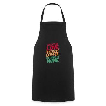 Poussé par l’amour, le café et le vin - Tablier de cuisine - noir - Devant - AI Model Male 185 dark (185cm)