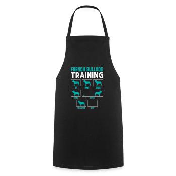 Entraînement de bouledogue français Frenchie têtu - Tablier de cuisine - noir - Devant - AI Model Male 185 dark (185cm)