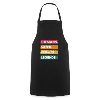 Mari Père Comptable Légende Fête des Pères - Tablier de cuisine - noir - Devant - AI Model Male 185 dark (185cm)