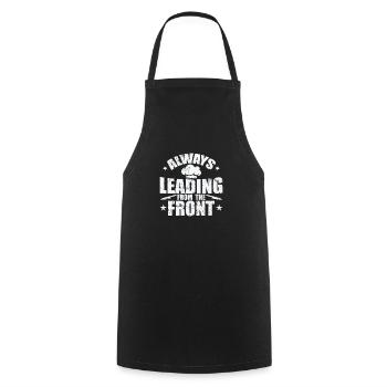 Always Leading from the Front - Cooking Apron - black - Front - AI Model Male 185 dark (185cm)