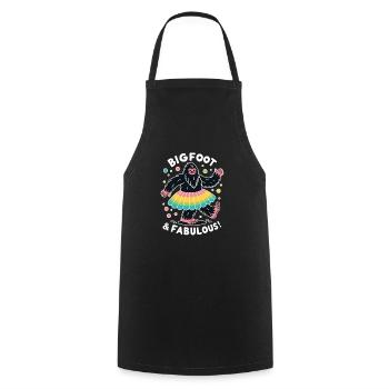 Bigfoot & Fabulous - Amusant et coloré - Tablier de cuisine - noir - Devant - AI Model Male 185 dark (185cm)