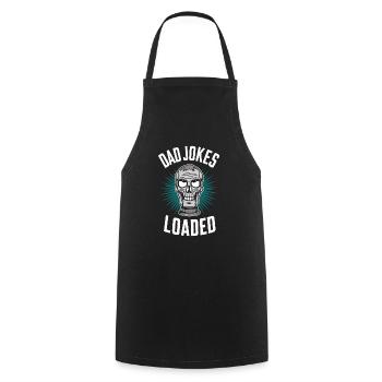 Dad Jokes Loaded Totenkopf Motiv - Kochschürze - Schwarz - Vorne - AI Model Male 185 dark (185cm)