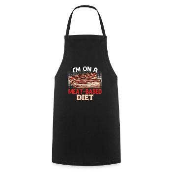 Meat Lovers I'm on a MEAT-BASED DIET - Cooking Apron - black - Front - AI Model Male 185 dark (185cm)