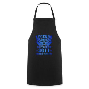 Legends were born in October 2011 Birthday - Cooking Apron - black - Front - AI Model Male 185 dark (185cm)