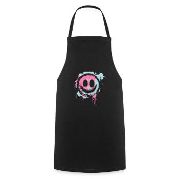 Graffiti Smiley Face - Street Art Urbain - Tablier de cuisine - noir - Devant - AI Model Male 185 dark (185cm)