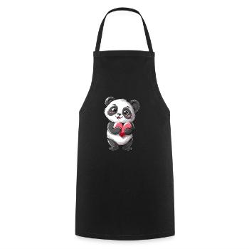 Adorable Panda Holding Heart - Cute Kawaii Panda - Cooking Apron - black - Front - AI Model Male 185 dark (185cm)