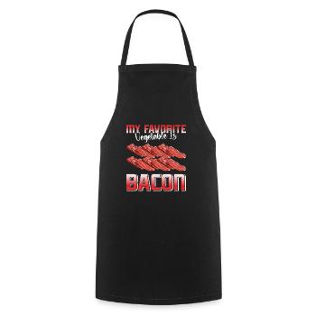 Meat lovers MY FAVORITE VEGETABLE IS BACON - Cooking Apron - black - Front - AI Model Male 185 dark (185cm)