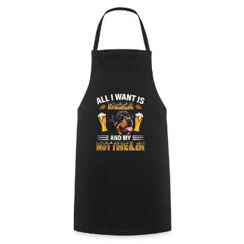 Rottie ALL I WANT IS BEER AND MY ROTTWEILER - Cooking Apron - black - Front - AI Model Male 185 dark (185cm)