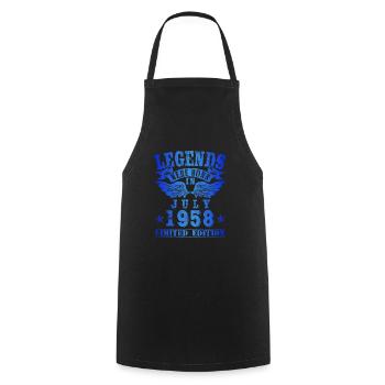 Legends were born in July 1958 Birthday - Cooking Apron - black - Front - AI Model Male 185 dark (185cm)