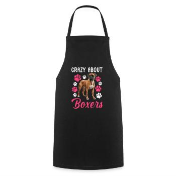 Dog Mom German Boxer CRAZY ABOUT BOXERS - Cooking Apron - black - Front - AI Model Male 185 dark (185cm)
