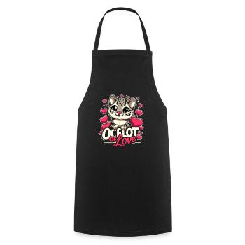 Ocelot Wild Cat Exotic Pets Jungle Big Cat - Cooking Apron - black - Front - AI Model Male 185 dark (185cm)