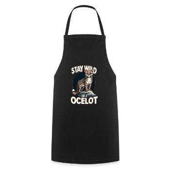 Ocelot Wild Cat Exotic Pets Jungle Big Cat - Cooking Apron - black - Front - AI Model Male 185 dark (185cm)