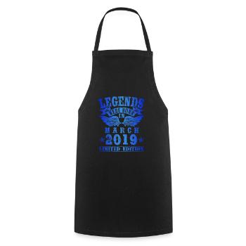 Legends were born in March 2019 Birthday - Cooking Apron - black - Front - AI Model Male 185 dark (185cm)