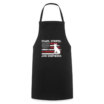 America STARS STRIPES AND SHEPHERDS German - Cooking Apron - black - Front - AI Model Male 185 dark (185cm)