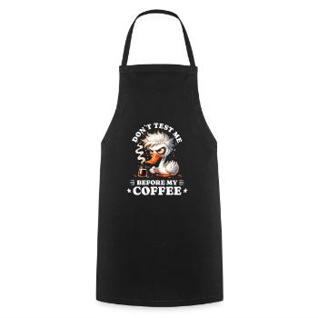 Morgenmuffel Kaffee Anti Frühaufsteher duck - Kochschürze - Schwarz - Vorne - AI Model Male 185 dark (185cm)