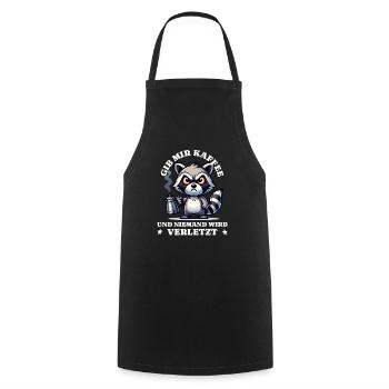 Morning grouch Give me coffee funny raccoon - Cooking Apron - black - Front - AI Model Male 185 dark (185cm)