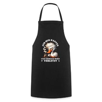 Morning grouch Give me coffee funny duck - Cooking Apron - black - Front - AI Model Male 185 dark (185cm)
