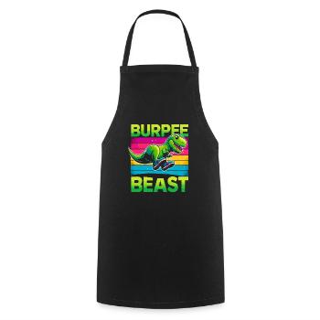 Dino Strong! T-rex Dinosaur Fitness Weightlifting - Cooking Apron - black - Front - AI Model Male 185 dark (185cm)