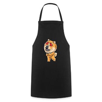 Chow-chow-hund-emoticon - Kochschürze - Schwarz - Vorne - AI Model Male 185 dark (185cm)