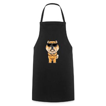 Chow-chow-hund-emoticon - Kochschürze - Schwarz - Vorne - AI Model Male 185 dark (185cm)