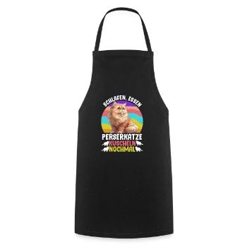 Chat persan DORMIR MANGER CHAT PERSAN CÂLINS - Tablier de cuisine - noir - Devant - AI Model Male 185 dark (185cm)