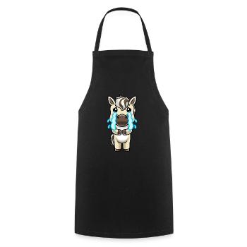 Fjordpferd Kawaii Emoticon - Kochschürze - Schwarz - Vorne - AI Model Male 185 dark (185cm)