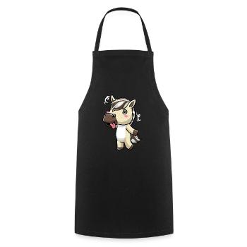 Fjordpferd Kawaii Emoticon - Kochschürze - Schwarz - Vorne - AI Model Male 185 dark (185cm)