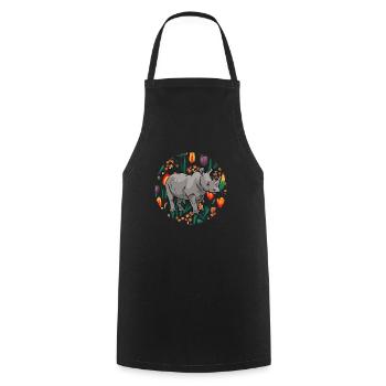 Nashorn Rhino Einhorn - Kochschürze - Schwarz - Vorne - AI Model Male 185 dark (185cm)