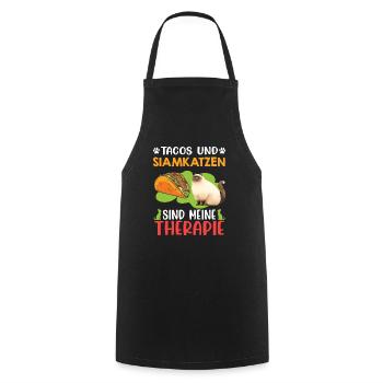 TACOS AND SIAMESE CATS ARE MY THERAPY Fun - Cooking Apron - black - Front - AI Model Male 185 dark (185cm)