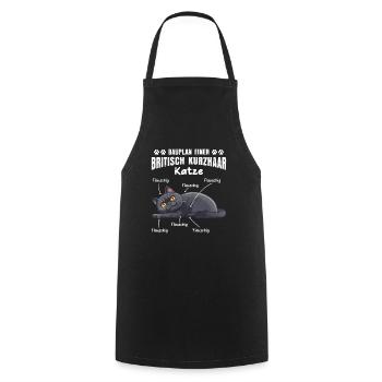 British Shorthair BLUEPRINT OF A BRITISH SHORTHAIR - Cooking Apron - black - Front - AI Model Male 185 dark (185cm)