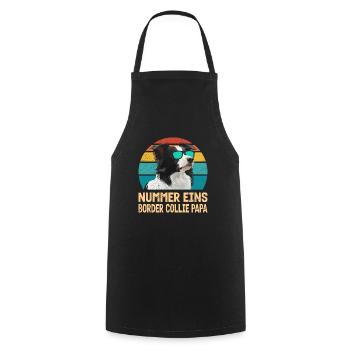 Border Collie NUMBER ONE BORDER COLLIE DAD - Cooking Apron - black - Front - AI Model Male 185 dark (185cm)