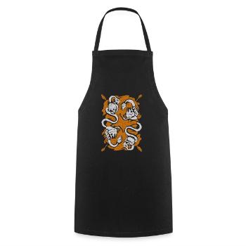 Aztec God Ancient Mythology Coatlicue Skull - Cooking Apron - black - Front - AI Model Male 185 dark (185cm)