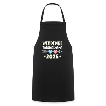 FUTURE MAMAN JUMELLE 2025 Gémeaux Enceinte - Tablier de cuisine - noir - Devant - AI Model Male 185 dark (185cm)