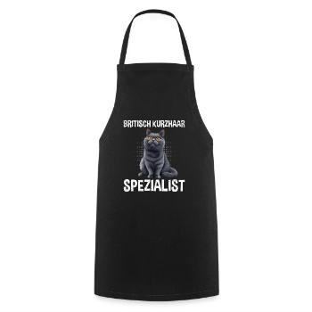 BRITISH SHORTHAIR SPECIALIST Cat Dad British - Cooking Apron - black - Front - AI Model Male 185 dark (185cm)