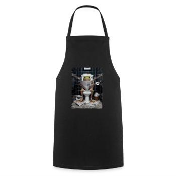 Frosch Toilette Zeitung lesen Geschenk - Kochschürze - Schwarz - Vorne - AI Model Male 185 dark (185cm)